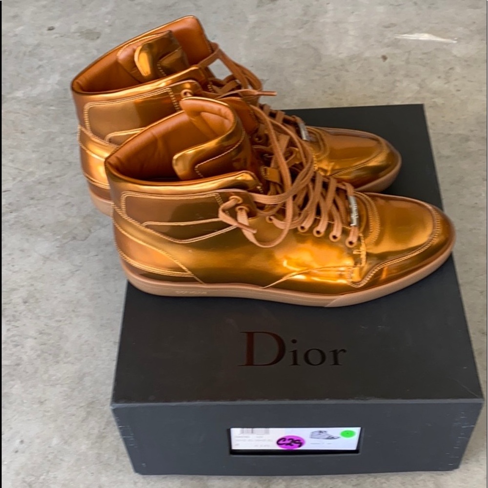 Metallic copper DIOR sneakers with shoe box